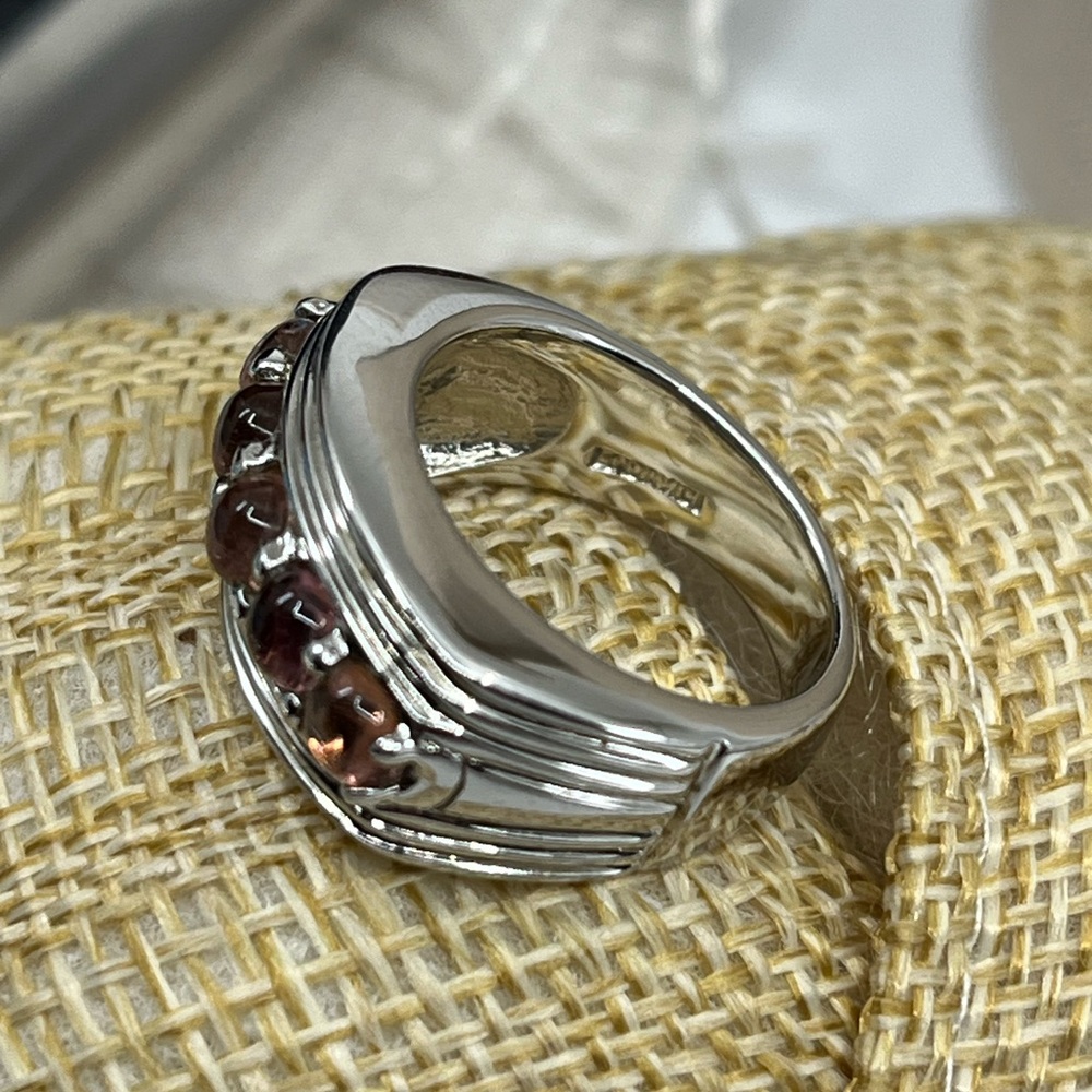 Vintage Sterling Silver Ring with Pink Gemstones - Size 5.75, 9.2g - Picture 9 of 16